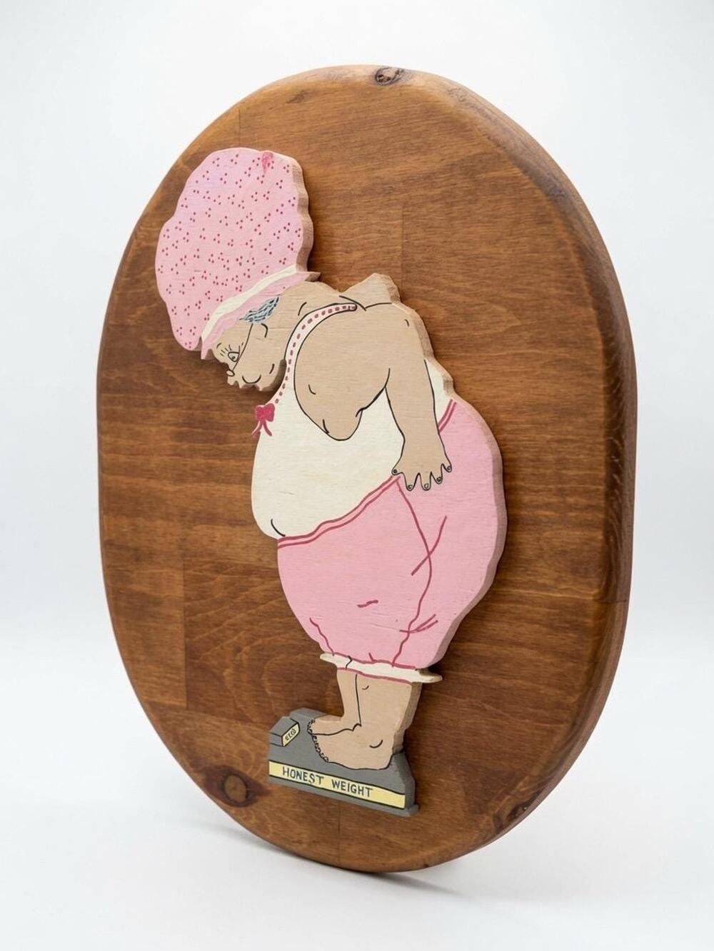 Vintage Folk Art Wood Plaque | Honest Weight Scale, Funny Bathroom Decor
